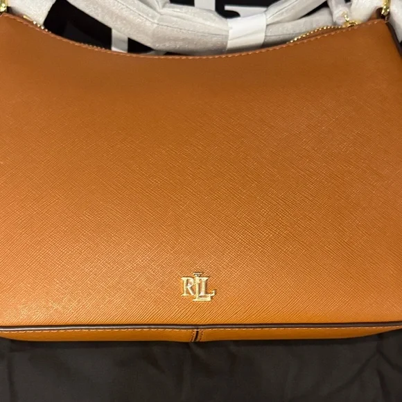 NWT Lauren Ralph Lauren Crosshatch Leather Medium Danni Bag. - Picture 9 of 11